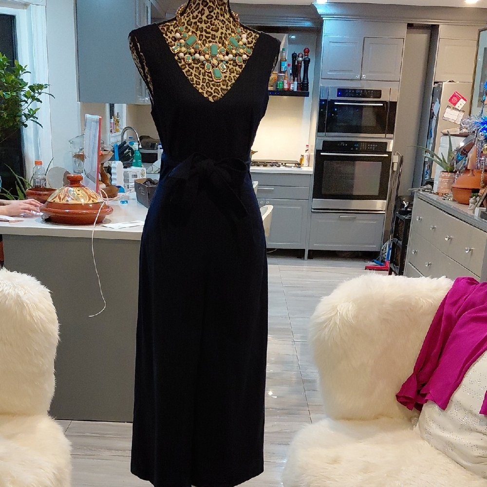 Club Monaco Navy Blue V-Neck Jumpsuit